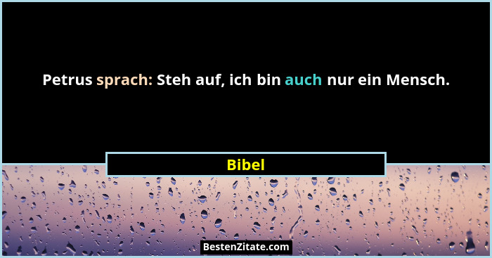 Petrus sprach: Steh auf, ich bin auch nur ein Mensch.... - Bibel