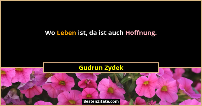 Wo Leben ist, da ist auch Hoffnung.... - Gudrun Zydek
