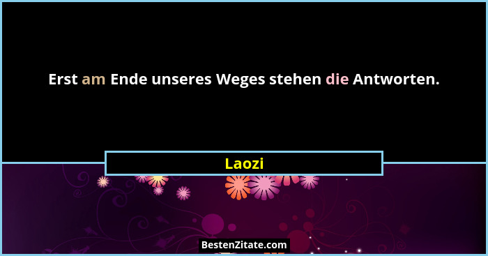 Erst am Ende unseres Weges stehen die Antworten.... - Laozi