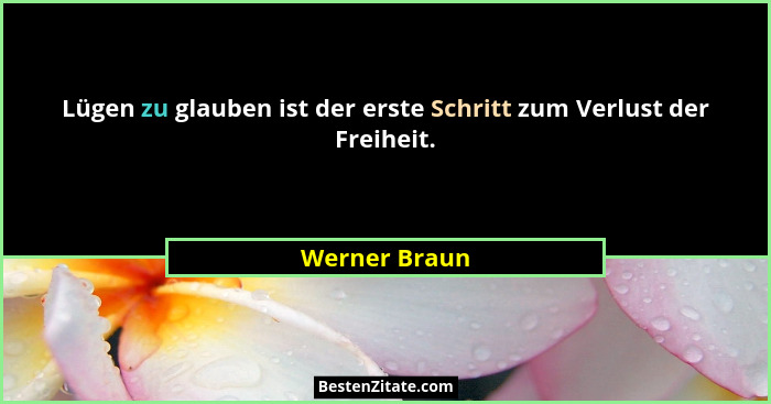 Lügen zu glauben ist der erste Schritt zum Verlust der Freiheit.... - Werner Braun