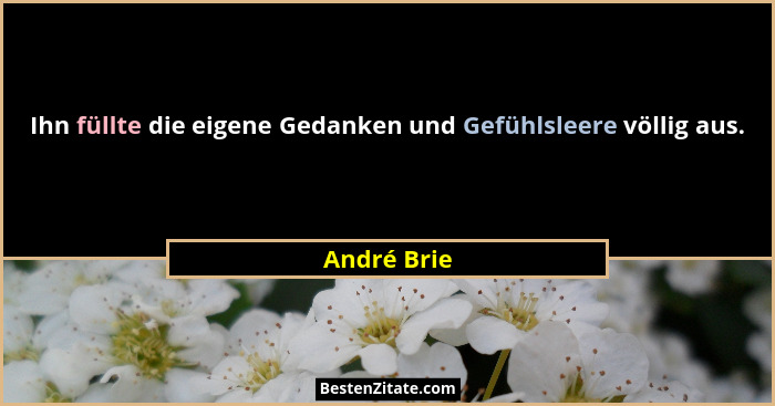 Ihn füllte die eigene Gedanken und Gefühlsleere völlig aus.... - André Brie