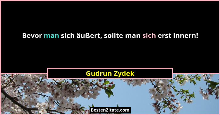 Bevor man sich äußert, sollte man sich erst innern!... - Gudrun Zydek