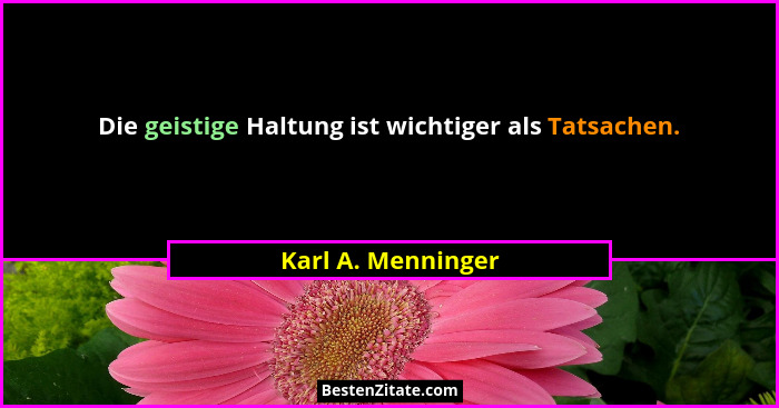 Die geistige Haltung ist wichtiger als Tatsachen.... - Karl A. Menninger