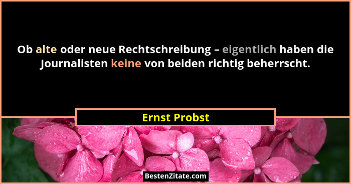 Ob alte oder neue Rechtschreibung – eigentlich haben die Journalisten keine von beiden richtig beherrscht.... - Ernst Probst
