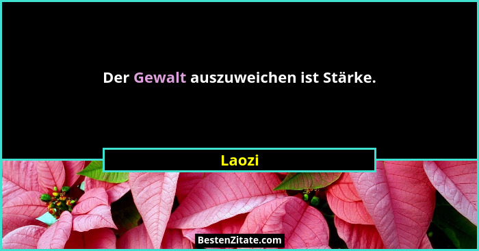 Der Gewalt auszuweichen ist Stärke.... - Laozi