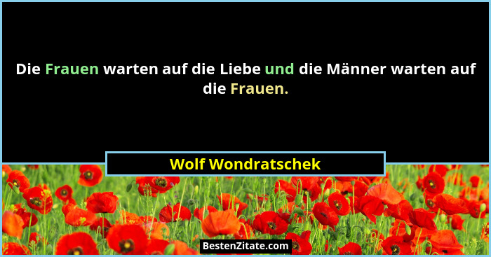 Die Frauen warten auf die Liebe und die Männer warten auf die Frauen.... - Wolf Wondratschek
