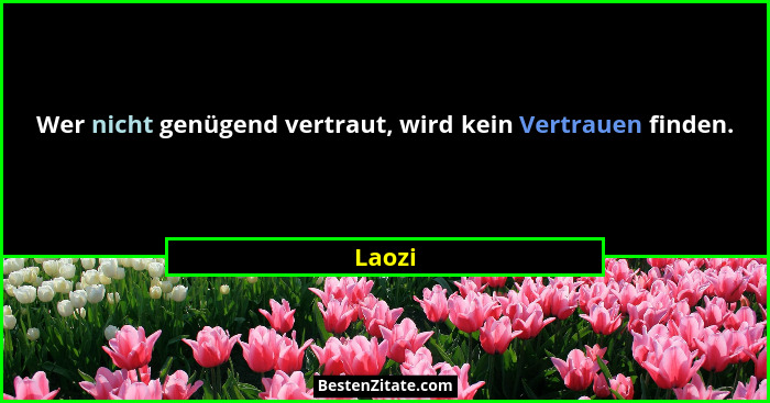 Wer nicht genügend vertraut, wird kein Vertrauen finden.... - Laozi