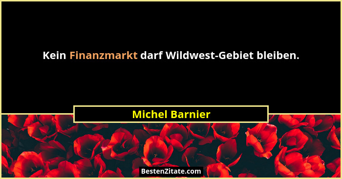 Kein Finanzmarkt darf Wildwest-Gebiet bleiben.... - Michel Barnier