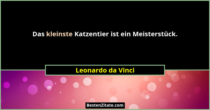 Das kleinste Katzentier ist ein Meisterstück.... - Leonardo da Vinci