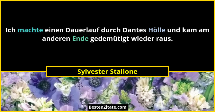 Ich machte einen Dauerlauf durch Dantes Hölle und kam am anderen Ende gedemütigt wieder raus.... - Sylvester Stallone