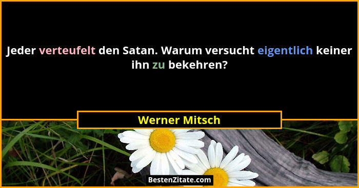 Jeder verteufelt den Satan. Warum versucht eigentlich keiner ihn zu bekehren?... - Werner Mitsch