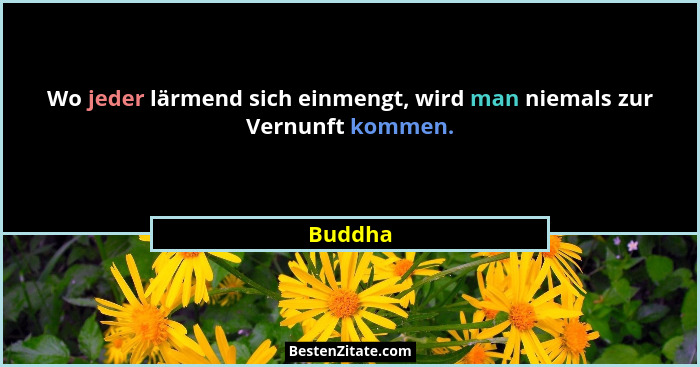 Wo jeder lärmend sich einmengt, wird man niemals zur Vernunft kommen.... - Buddha
