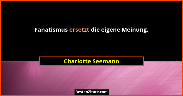 Fanatismus ersetzt die eigene Meinung.... - Charlotte Seemann