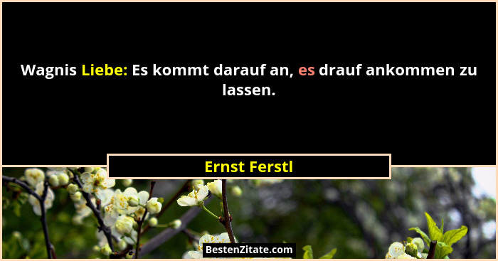 Wagnis Liebe: Es kommt darauf an, es drauf ankommen zu lassen.... - Ernst Ferstl