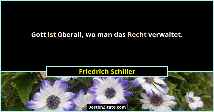 Gott ist überall, wo man das Recht verwaltet.... - Friedrich Schiller