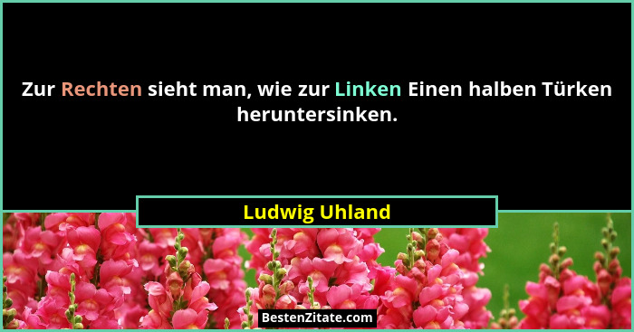 Zur Rechten sieht man, wie zur Linken Einen halben Türken heruntersinken.... - Ludwig Uhland