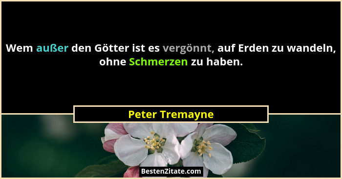 Wem außer den Götter ist es vergönnt, auf Erden zu wandeln, ohne Schmerzen zu haben.... - Peter Tremayne