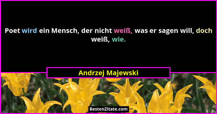 Poet wird ein Mensch, der nicht weiß, was er sagen will, doch weiß, wie.... - Andrzej Majewski