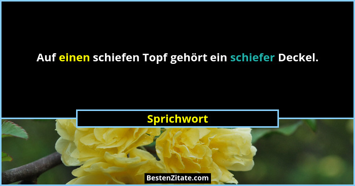 Auf einen schiefen Topf gehört ein schiefer Deckel.... - Sprichwort
