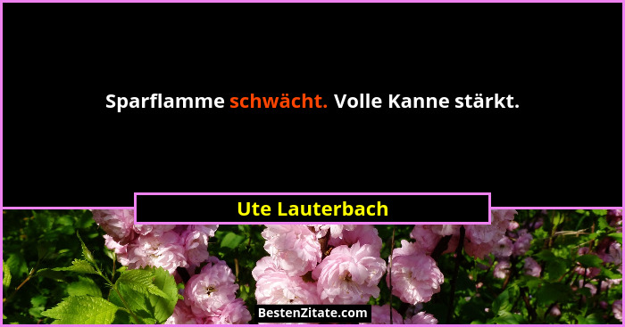 Sparflamme schwächt. Volle Kanne stärkt.... - Ute Lauterbach
