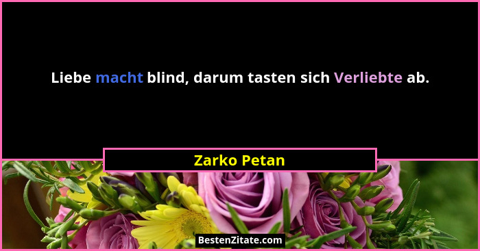 Liebe macht blind, darum tasten sich Verliebte ab.... - Zarko Petan
