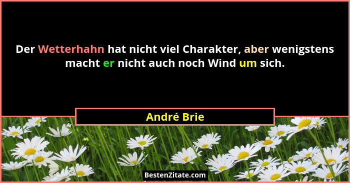 Der Wetterhahn hat nicht viel Charakter, aber wenigstens macht er nicht auch noch Wind um sich.... - André Brie