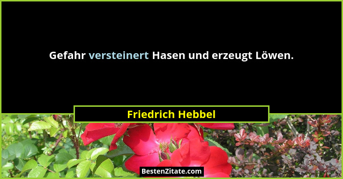Gefahr versteinert Hasen und erzeugt Löwen.... - Friedrich Hebbel