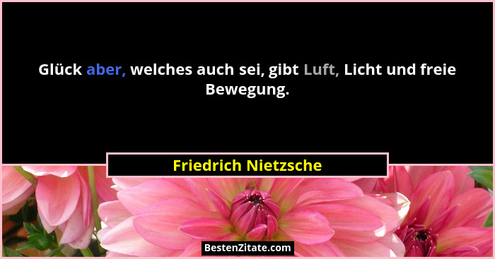 Glück aber, welches auch sei, gibt Luft, Licht und freie Bewegung.... - Friedrich Nietzsche