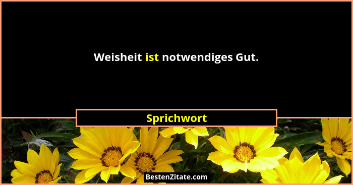 Weisheit ist notwendiges Gut.... - Sprichwort