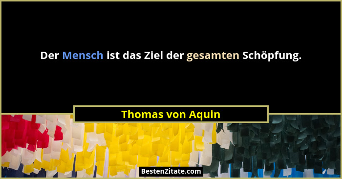 Der Mensch ist das Ziel der gesamten Schöpfung.... - Thomas von Aquin