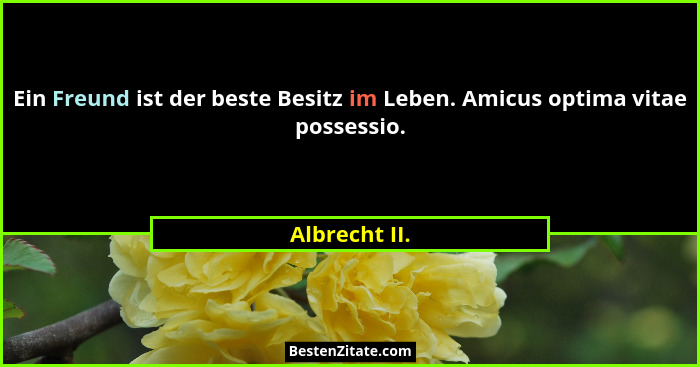 Ein Freund ist der beste Besitz im Leben. Amicus optima vitae possessio.... - Albrecht II.