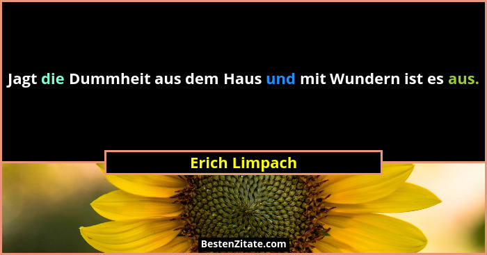 Jagt die Dummheit aus dem Haus und mit Wundern ist es aus.... - Erich Limpach