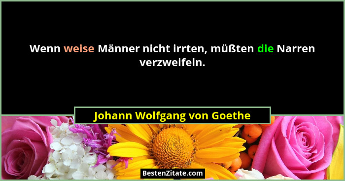 Wenn weise Männer nicht irrten, müßten die Narren verzweifeln.... - Johann Wolfgang von Goethe
