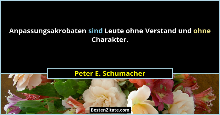 Anpassungsakrobaten sind Leute ohne Verstand und ohne Charakter.... - Peter E. Schumacher