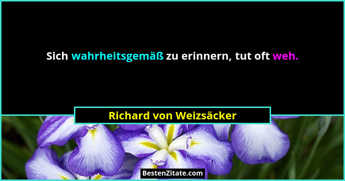 Sich wahrheitsgemäß zu erinnern, tut oft weh.... - Richard von Weizsäcker