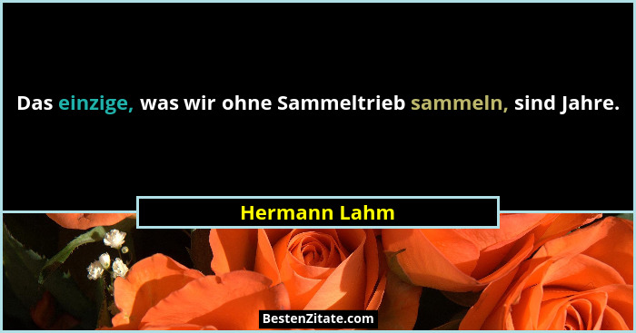 Das einzige, was wir ohne Sammeltrieb sammeln, sind Jahre.... - Hermann Lahm