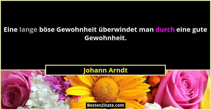 Eine lange böse Gewohnheit überwindet man durch eine gute Gewohnheit.... - Johann Arndt