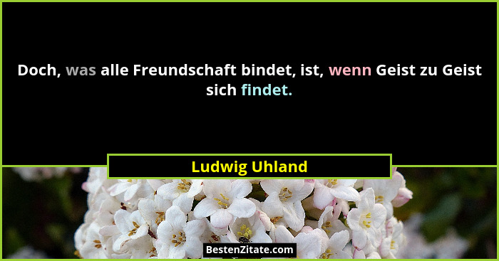 Doch, was alle Freundschaft bindet, ist, wenn Geist zu Geist sich findet.... - Ludwig Uhland