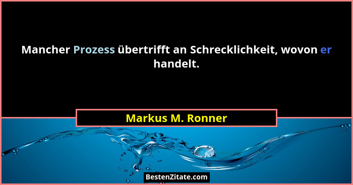 Mancher Prozess übertrifft an Schrecklichkeit, wovon er handelt.... - Markus M. Ronner