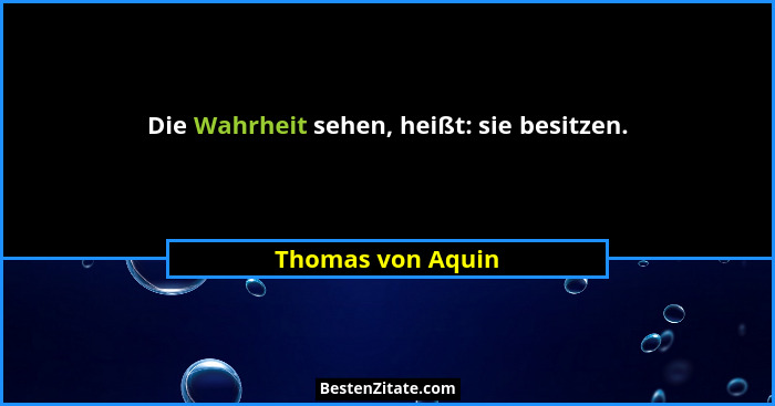 Die Wahrheit sehen, heißt: sie besitzen.... - Thomas von Aquin