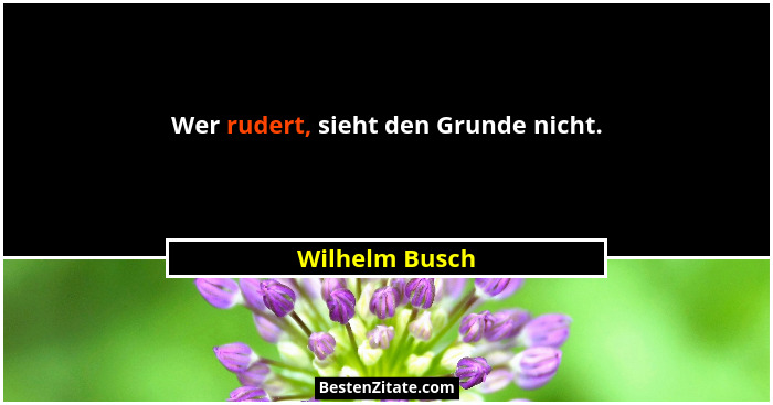 Wer rudert, sieht den Grunde nicht.... - Wilhelm Busch