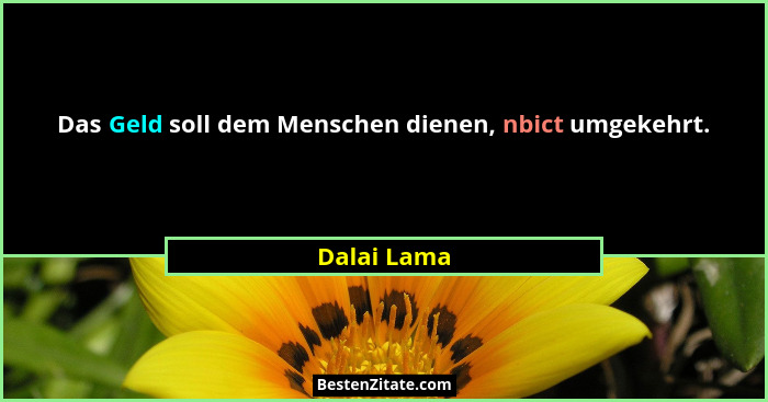 Das Geld soll dem Menschen dienen, nbict umgekehrt.... - Dalai Lama