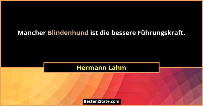 Mancher Blindenhund ist die bessere Führungskraft.... - Hermann Lahm