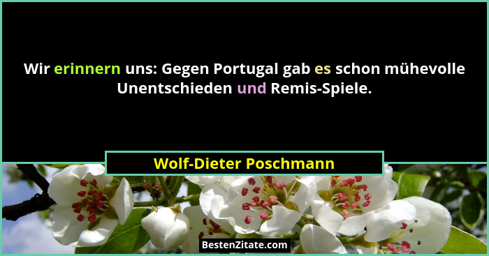 Wir erinnern uns: Gegen Portugal gab es schon mühevolle Unentschieden und Remis-Spiele.... - Wolf-Dieter Poschmann