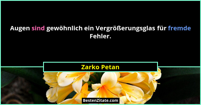 Augen sind gewöhnlich ein Vergrößerungsglas für fremde Fehler.... - Zarko Petan