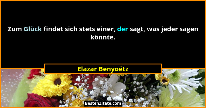 Zum Glück findet sich stets einer, der sagt, was jeder sagen könnte.... - Elazar Benyoëtz