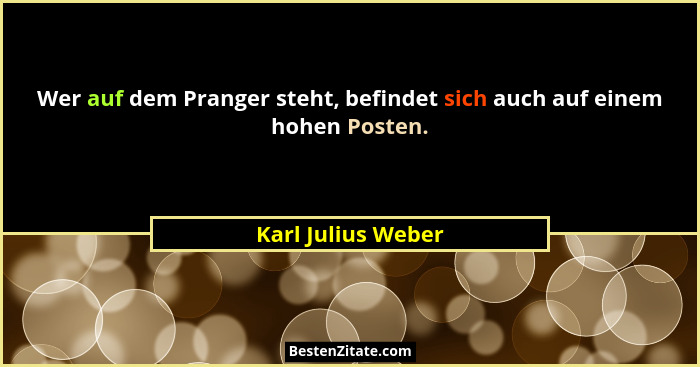 Wer auf dem Pranger steht, befindet sich auch auf einem hohen Posten.... - Karl Julius Weber