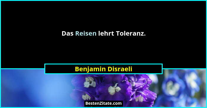 Das Reisen lehrt Toleranz.... - Benjamin Disraeli