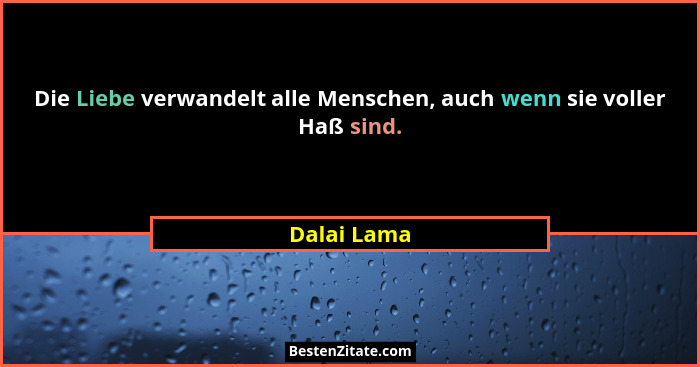 Die Liebe verwandelt alle Menschen, auch wenn sie voller Haß sind.... - Dalai Lama