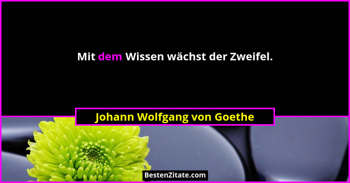 Mit dem Wissen wächst der Zweifel.... - Johann Wolfgang von Goethe